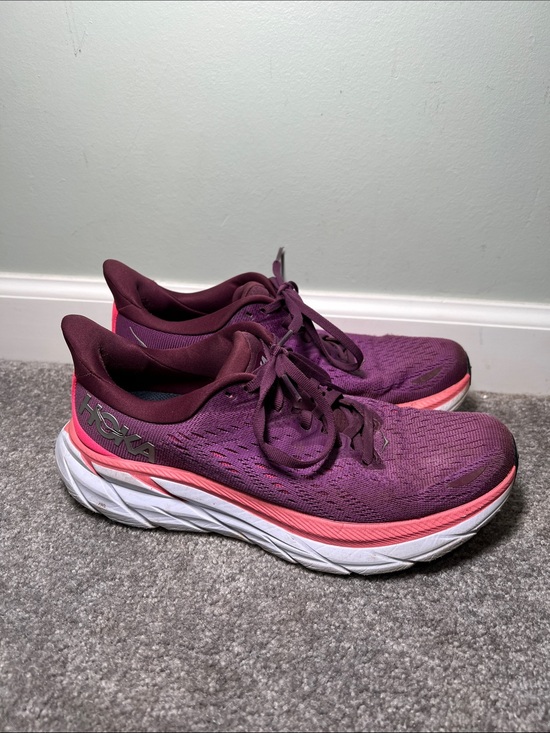Hoka Shoes - Hoka Clifton 8 Running Walking Sneaker Shoe Purple and Pink size 7.5